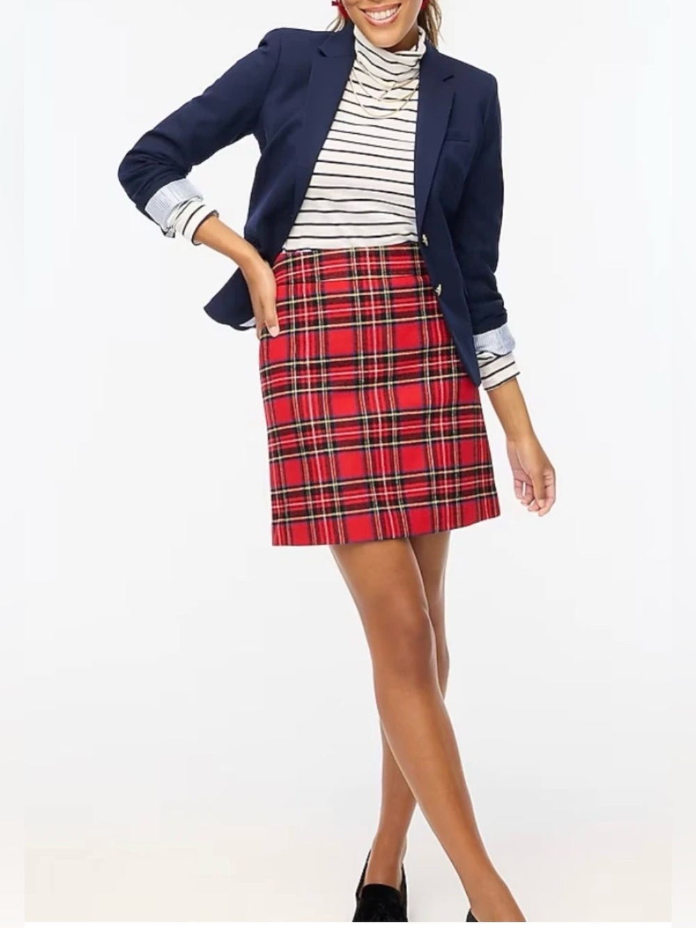 J‎ Crew Woman Size 4 Holiday Ready Tartan Plaid Wool-Blend A-Line Skirt size 8